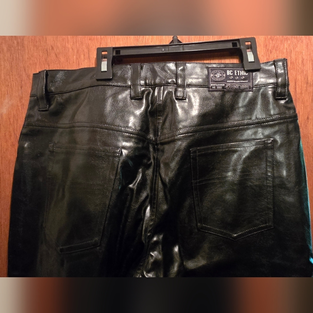 BC Ethic Black Straight Pleather Lined Jeans W/Timeless Style Sz32" - Picture 7 of 11